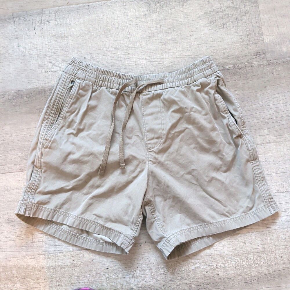 Abercrombie & Fitch Mens Tan Khaki Cotton Pull On Shorts Small 5.5" Drawstring